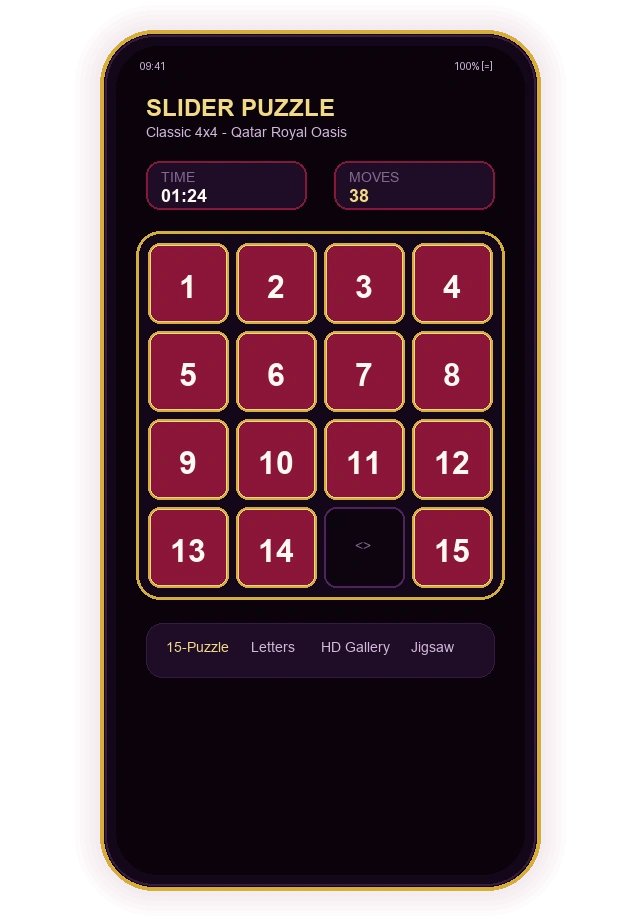 Slider Puzzle App Mockup